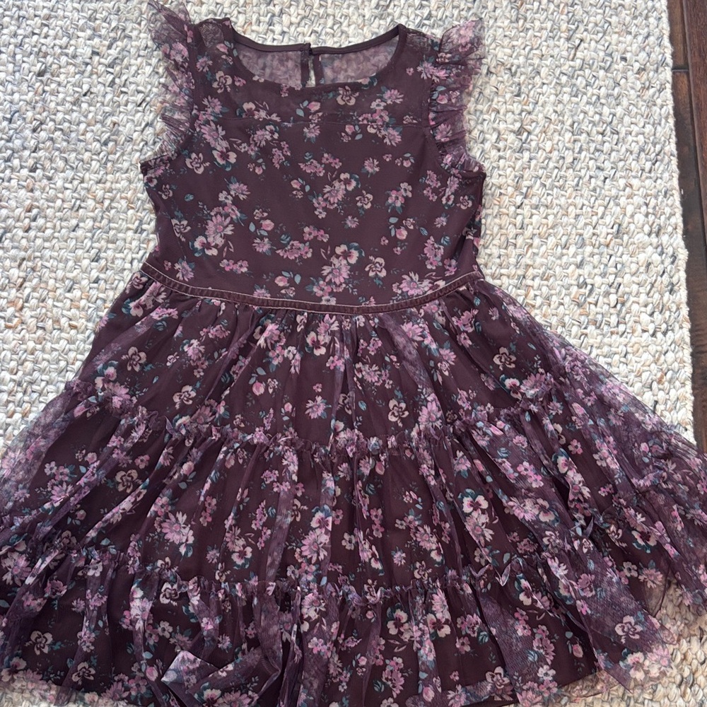 Zhenzi Kids Floral Dress in Rich Purple